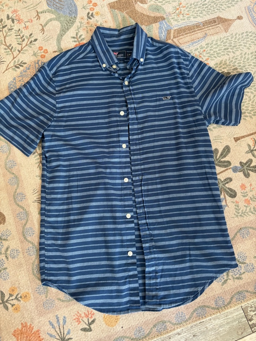 Vineyard Vines Blue Striped Short-Sleeve Button-Down Shirt